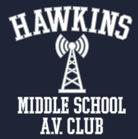 Hawkins Middle School AV Club T-Shirt - Click Image to Close